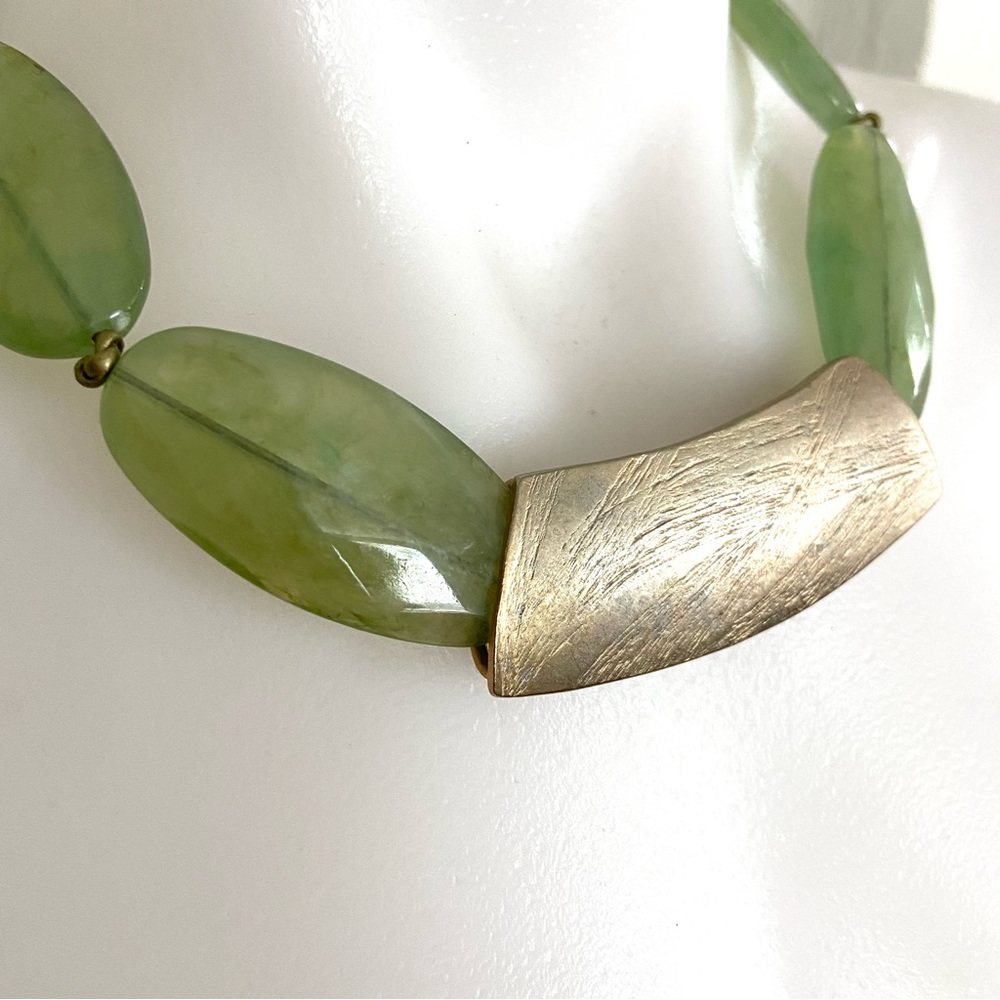 Chicos Green Copper Colored Statement Necklace - image 2